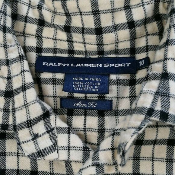 Vintage Ralph Lauren Sport Ski Plaid Ski Button-Up Shirt Size 10 - Picture 4 of 6